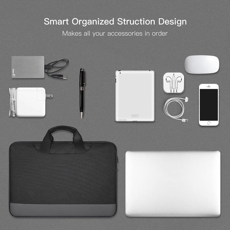 imComor 14 15 Inch Waterproof Laptop Sleeve Men Women TSA Briefcase for MacBook Pro 14 M5/M4/M3/M2/M1, Macbook Air 15 M4/M3, Dell Inspiron 14/XPS 15, Lenovo Acer HP ASUS Chromebook 14 Carring Case, Black - Image 3